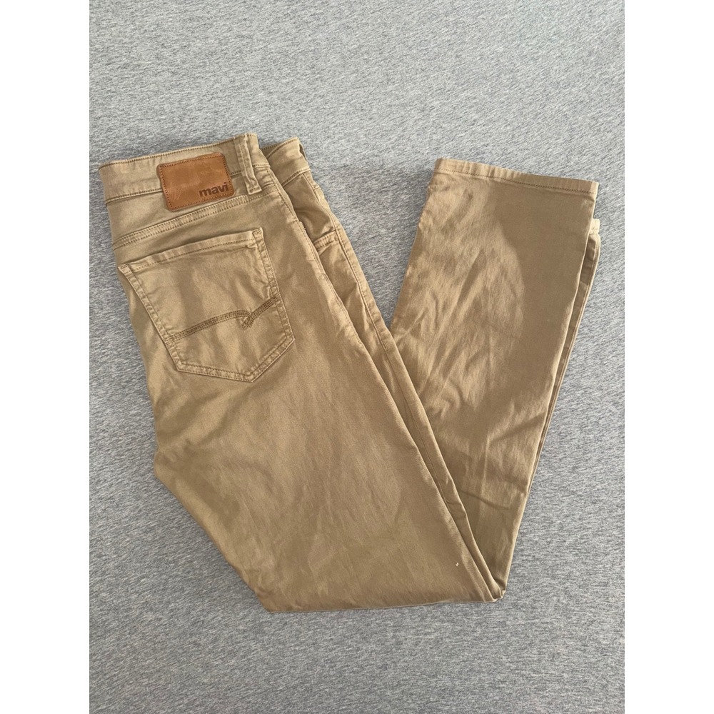 Mavi Mens Zach Khaki Straight Leg Chino Jean Size 34x34 Tan Twill Luxurious Feel